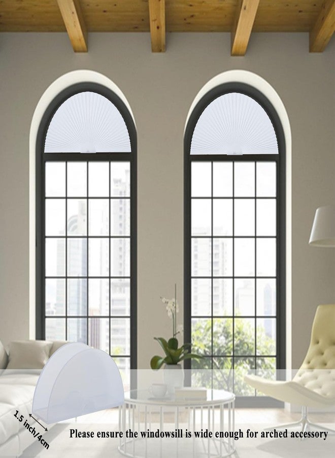 Maritown Arch Window Shade Radius 18 inch Half Circle Arched Non-Woven Stick on Cut to Size self Adhesive Light Filtering Half Moon Round Window Covering Pleated Blinds for Front Door - Image 3